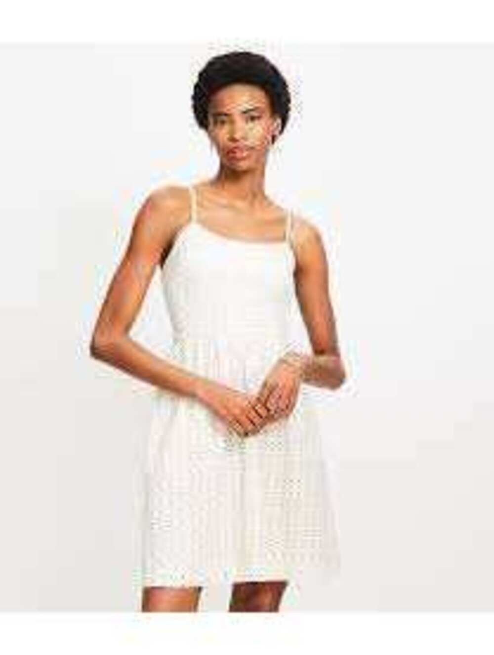 Loft EUC Women's Cream Eyelet Strappy Mini Pocket Dress Size 10